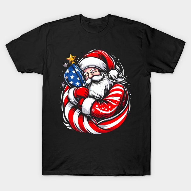 American Santa Claus For Men, Women Patriotic - USA Flag T-Shirt by Origami Fashion